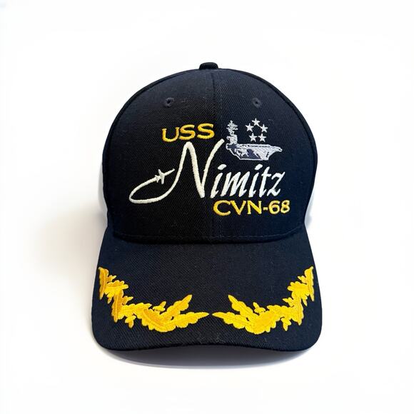 The Corps USS Nimitz CVN 68 Logo Mens Blue Adjustable Strapback Hat Baseball Cap - Picture 1 of 7